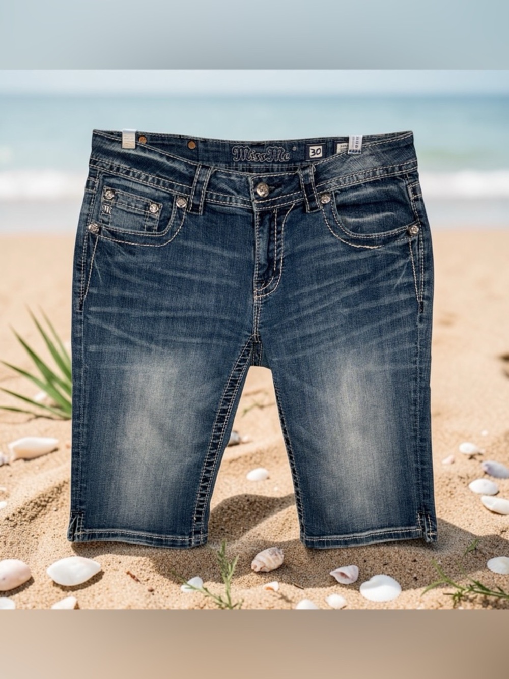 Miss Me denim Bermuda shorts